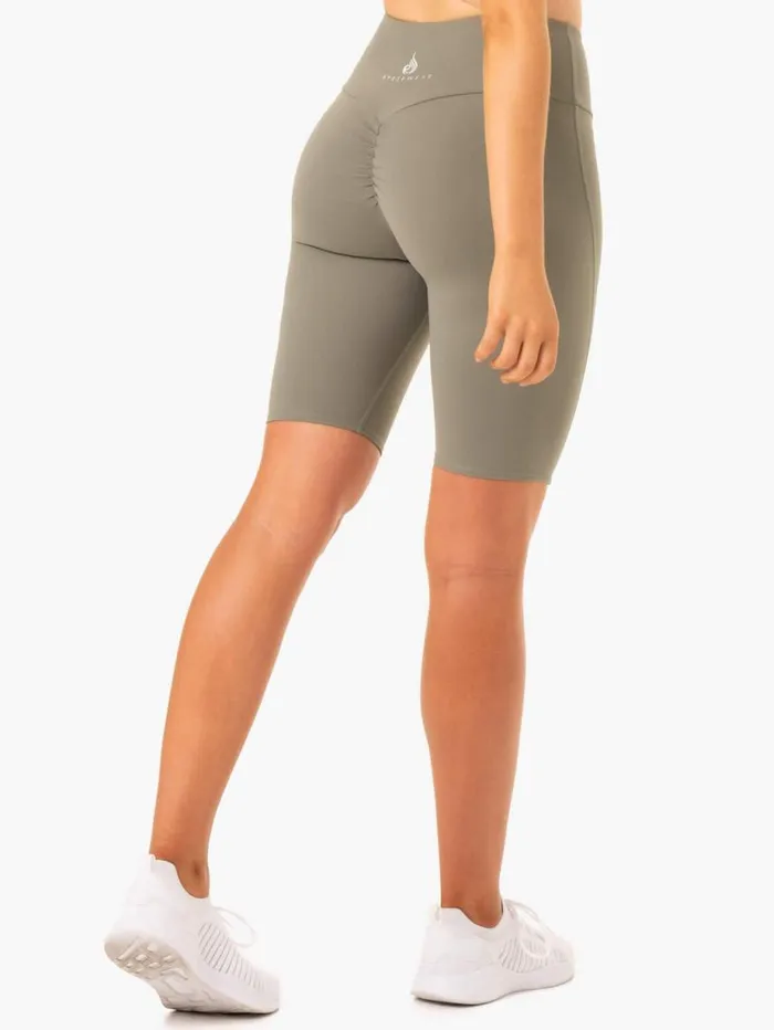 Gym Shorts Womens Ryderwear Staples Scrunch Bum Bike Shorts Khaki