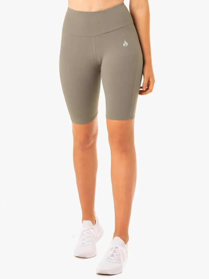Gym Shorts Womens Ryderwear Staples Scrunch Bum Bike Shorts Khaki