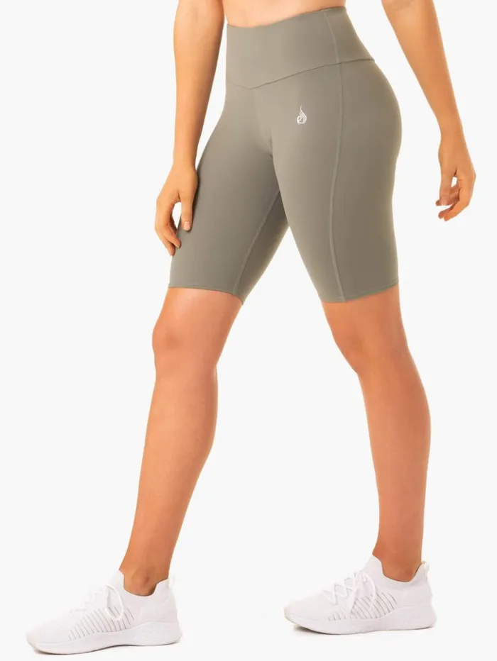 Gym Shorts Womens Ryderwear Staples Scrunch Bum Bike Shorts Khaki