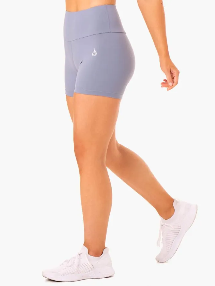 Gym Shorts Womens Ryderwear Staples Scrunch Bum Mid Length Shorts Steel Grey