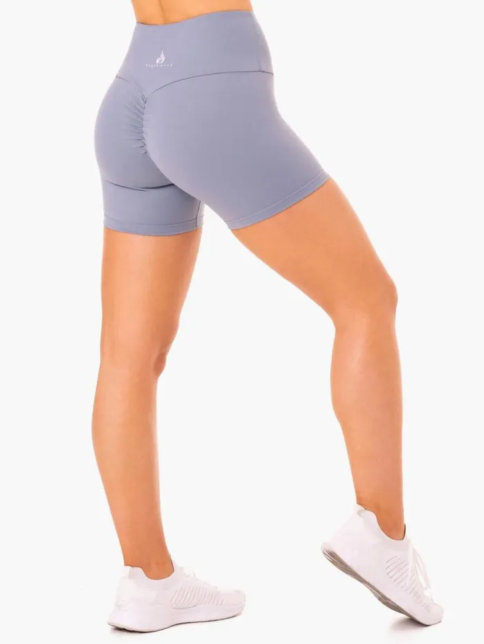Gym Shorts Womens Ryderwear Staples Scrunch Bum Mid Length Shorts Steel Grey
