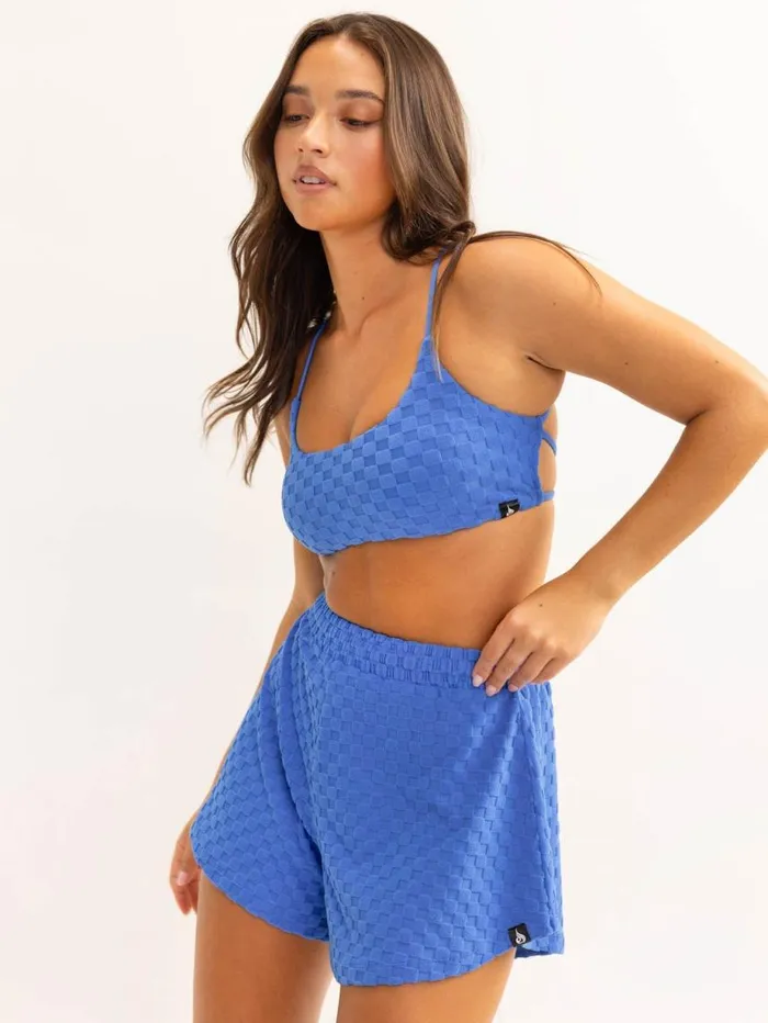 Gym Shorts Womens Ryderwear Terry Towelling Shorts Cobalt Blue