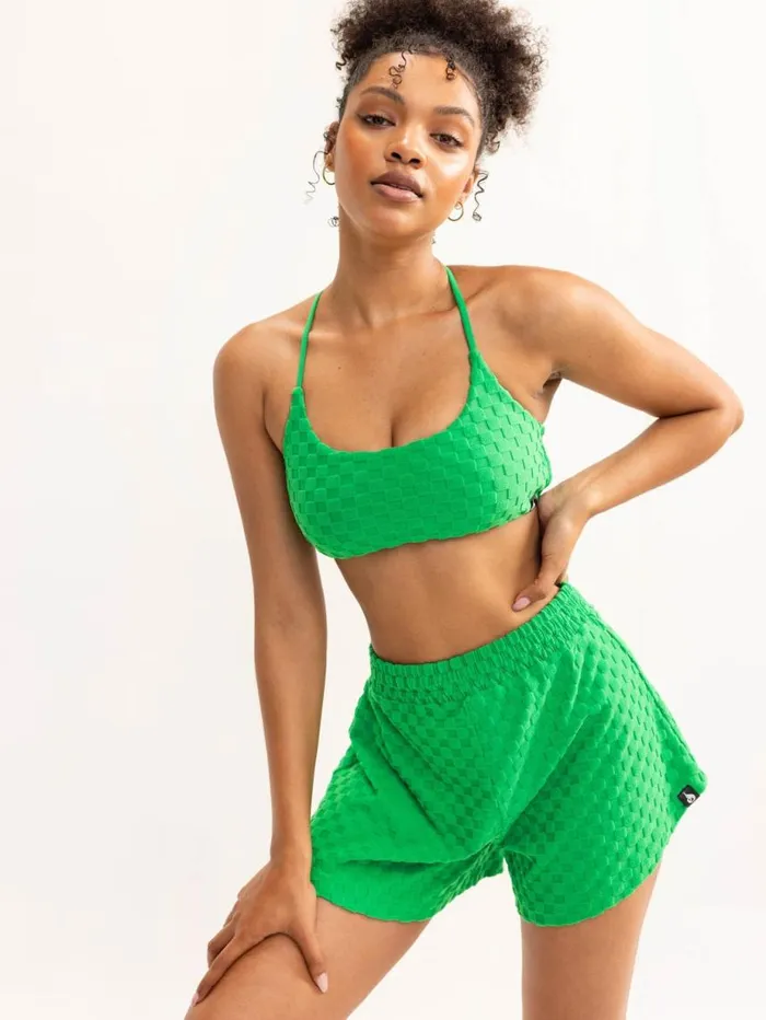 Gym Shorts Womens Ryderwear Terry Towelling Shorts Green