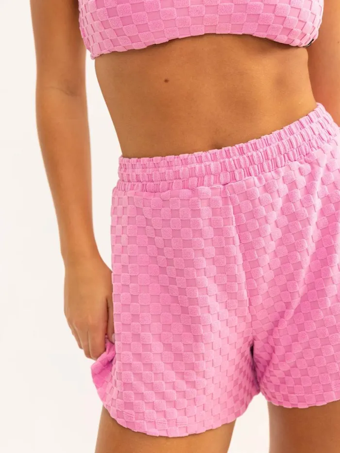 Gym Shorts Womens Ryderwear Terry Towelling Shorts Musk Pink