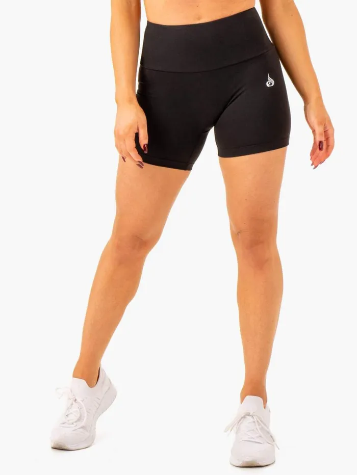 Gym Shorts Womens Ryderwear Vital Mid Length Scrunch Shorts Black