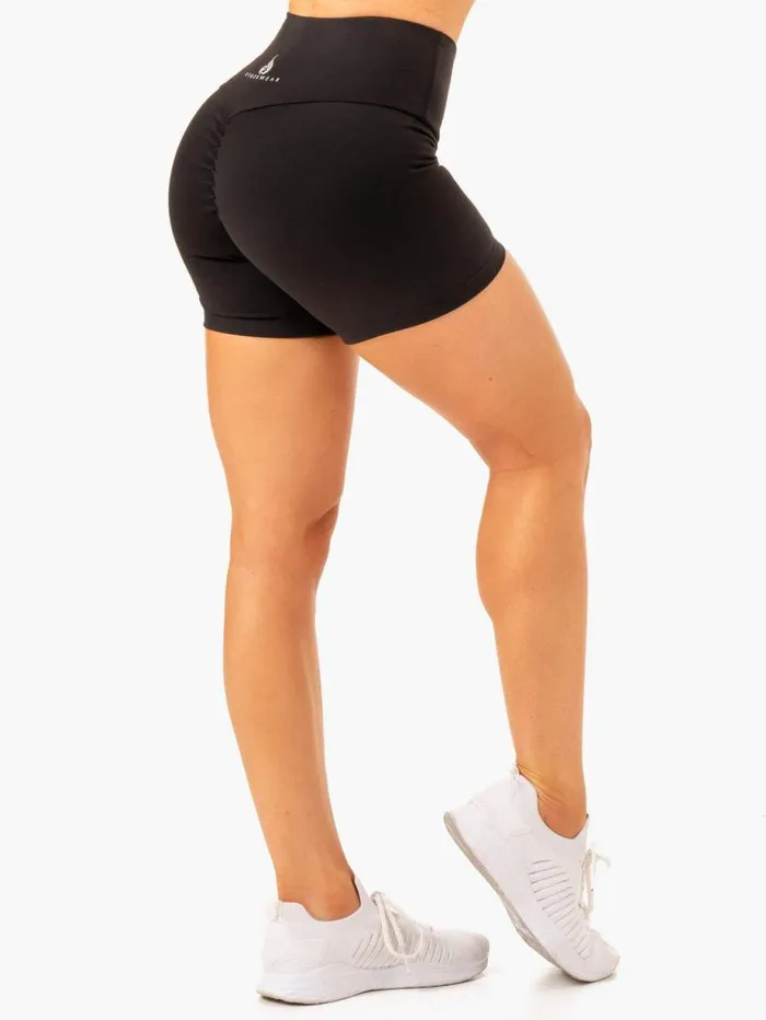 Gym Shorts Womens Ryderwear Vital Mid Length Scrunch Shorts Black