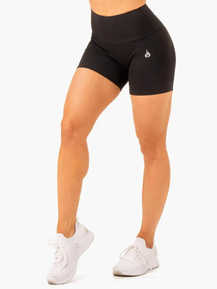 Gym Shorts Womens Ryderwear Vital Mid Length Scrunch Shorts Black