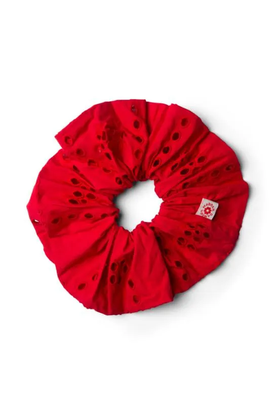 Hair Accessories Accessories Damson Madder Red Broderie Oversized Scrunchie