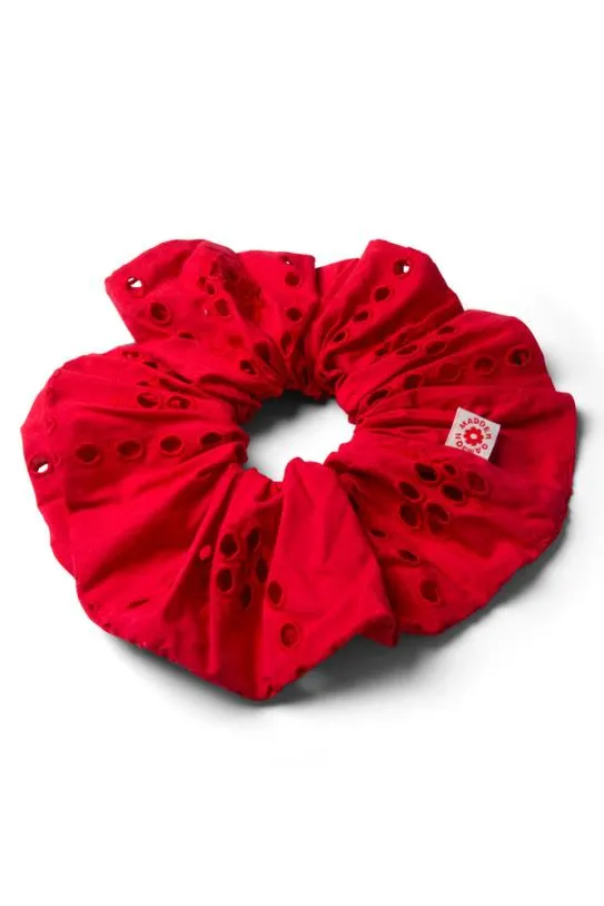 Hair Accessories Accessories Damson Madder Red Broderie Oversized Scrunchie