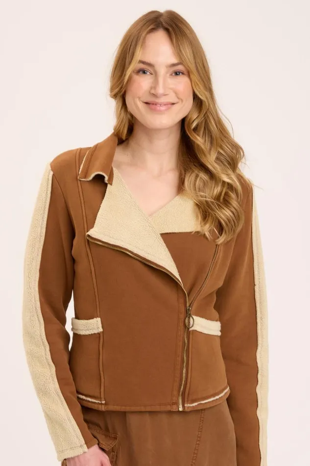 Hanford Moto Jacket Rufous Pigment Clothing XCVI Jackets