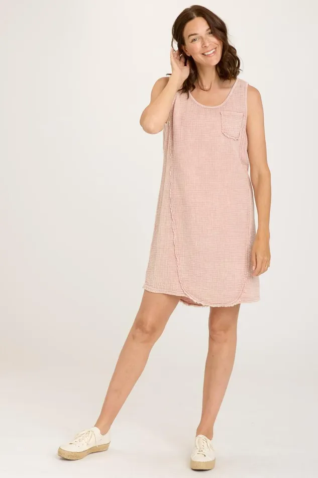 Hartley Tank Dress Distress Wash Hydrangea Clothing XCVI Dresses