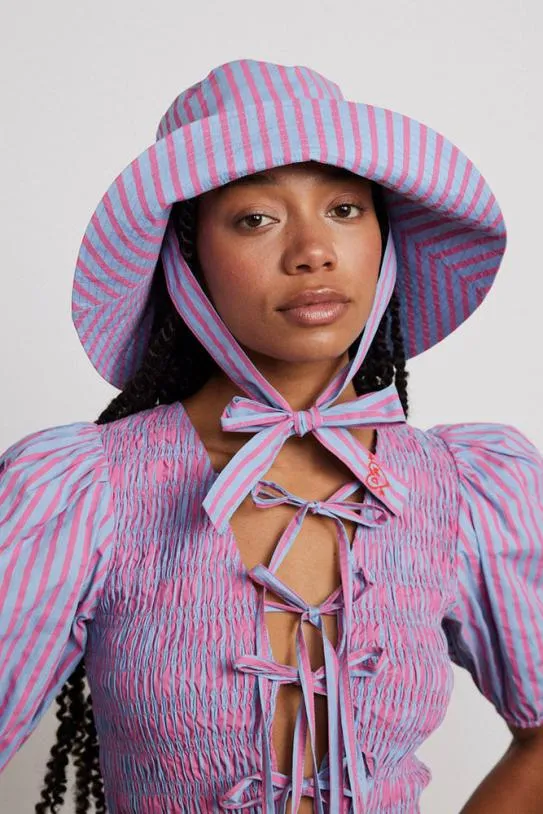 Hats Accessories Damson Madder Bucket Hat 8211 Pink and Blue Stripe