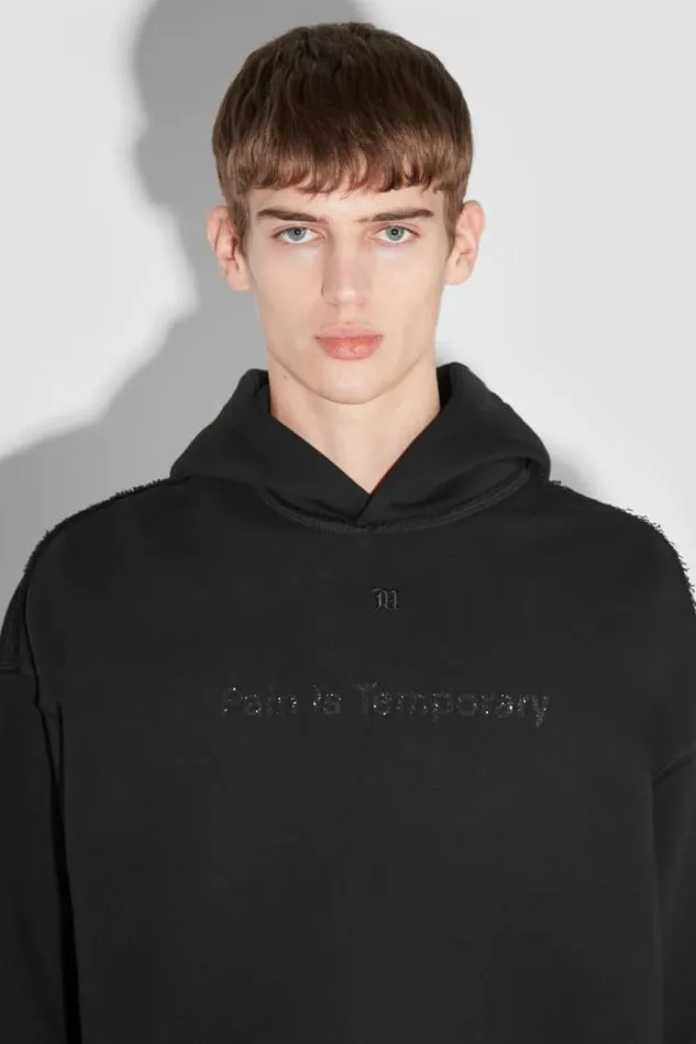 Hoodies and Sweats Men MISBHV Pain Is Temporary Glitter Hoodie Black