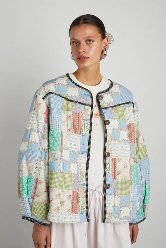 Jackets and Coats Women Damson Madder Macy Quilted Jacket 8211 Patchwork Floral