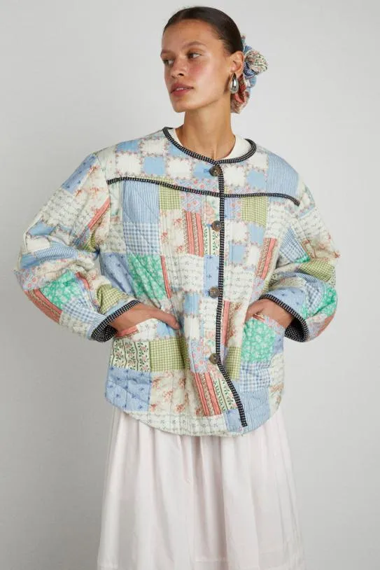 Jackets and Coats Women Damson Madder Macy Quilted Jacket 8211 Patchwork Floral