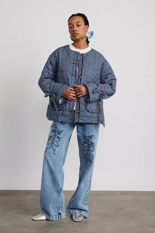 Jackets and Coats Women Damson Madder Reversible Dalton Quilted Jacket 8211 Mixed Blue