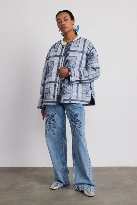 Jackets and Coats Women Damson Madder Reversible Dalton Quilted Jacket 8211 Mixed Blue