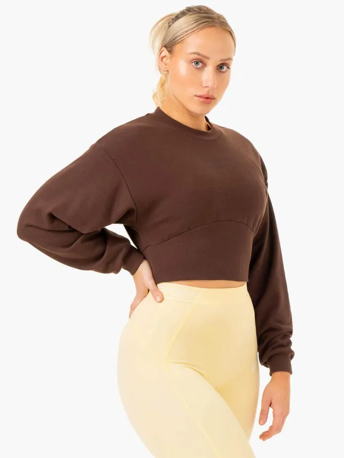 Jackets and Jumpers Womens Ryderwear Level Up Jumper Chocolate