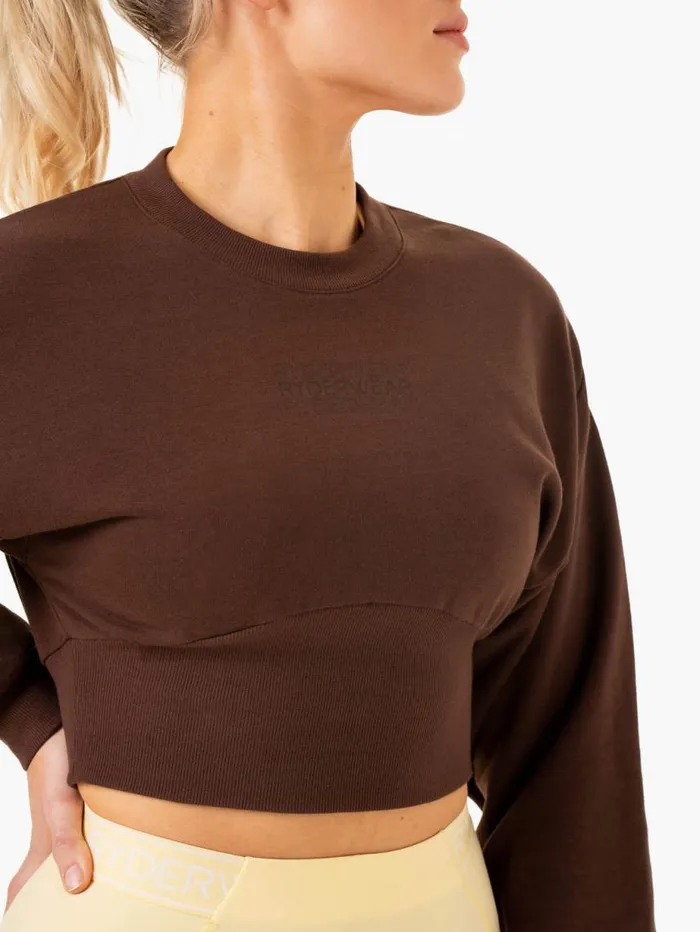 Jackets and Jumpers Womens Ryderwear Level Up Jumper Chocolate