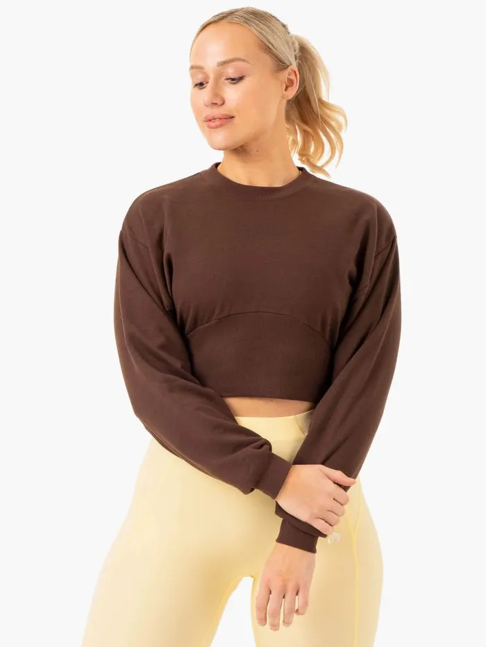 Jackets and Jumpers Womens Ryderwear Level Up Jumper Chocolate