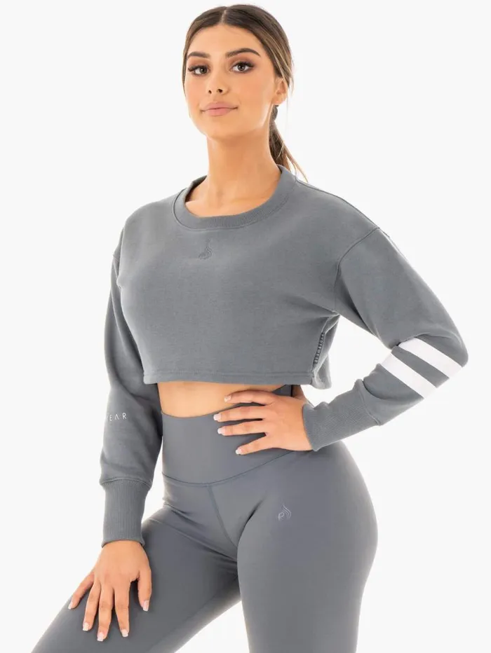 Jackets and Jumpers Womens Ryderwear Motion Cropped Sweater Charcoal