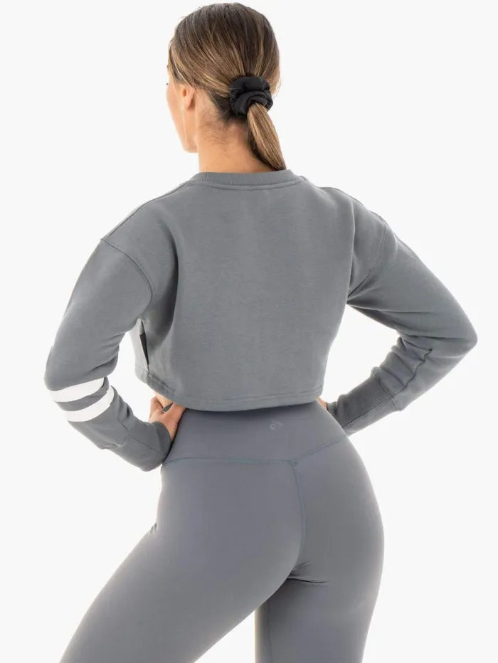 Jackets and Jumpers Womens Ryderwear Motion Cropped Sweater Charcoal
