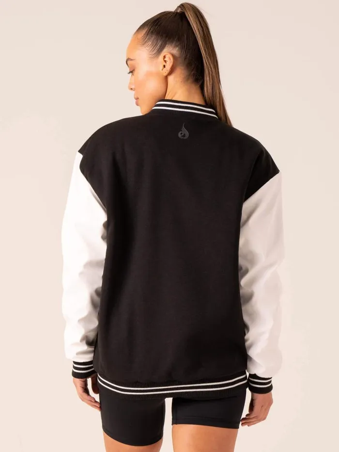 Jackets and Jumpers Womens Ryderwear Varsity Bomber Jacket Blackvanilla