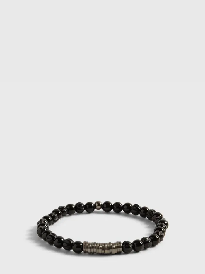Jewelry Mens Paul Stuart Black Agate Beads With Black Rhodium Plated Sterling Silver Black Jewelry Mens Paul Stuart Black Agate Beads With Black Rhodium Plated Sterling Silver Black