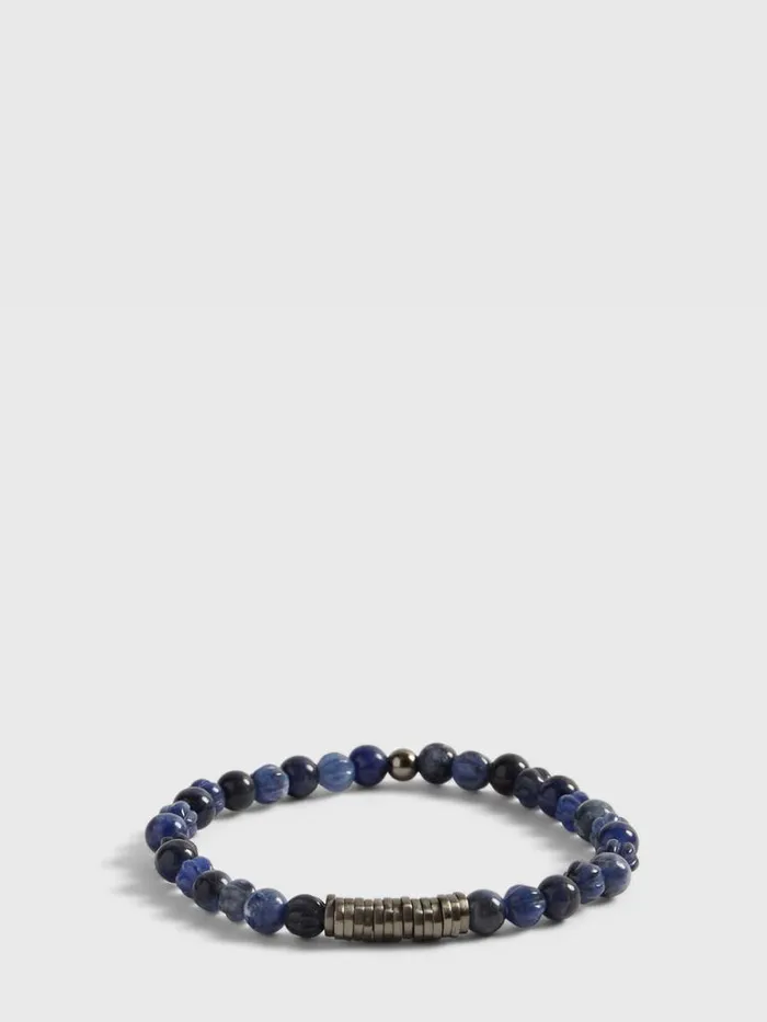 Jewelry Mens Paul Stuart Blue Sodalite Beads With Black Rhodium Plated Sterling Silver Blue Jewelry Mens Paul Stuart Blue Sodalite Beads With Black Rhodium Plated Sterling Silver Blue