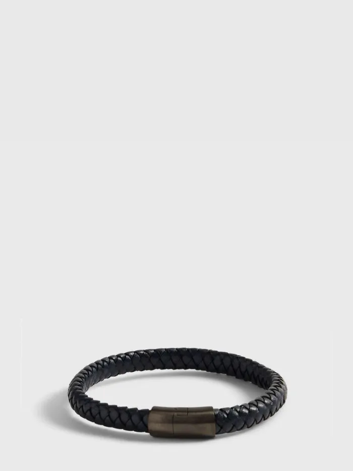Jewelry Mens Paul Stuart Navy Braided Leather Bracelet With Sterling Silver Closure Navy Jewelry Mens Paul Stuart Navy Braided Leather Bracelet With Sterling Silver Closure Navy