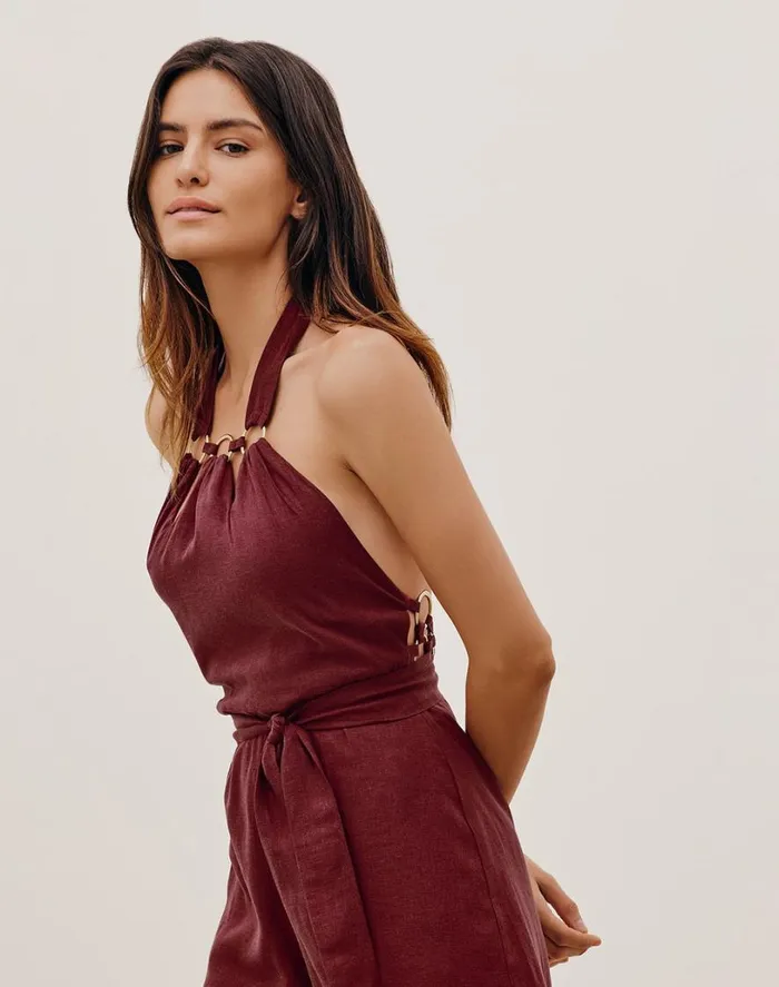 Jumpsuits and Rompers Women ViX Paula Hermanny Goldie Mini Jumper 8211 Cranberry