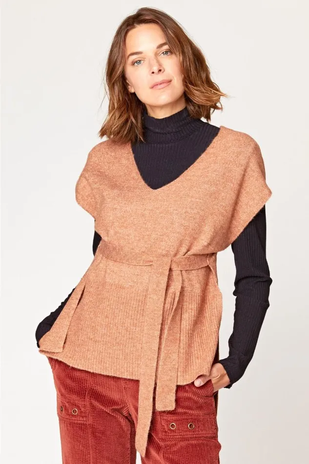 Kerby Sweater Vest Smoked Paprika Clothing XCVI Sweaters