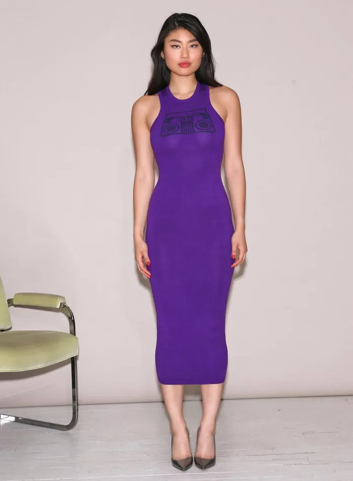 Knitwear Clothing Fleur Du Mal Boombox Knit Racer Dress Purple Haze