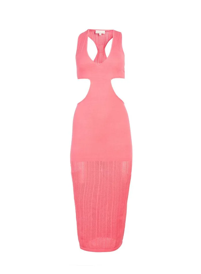 Knitwear Clothing Fleur Du Mal Pointelle Cutout Dress Wild Raspberry