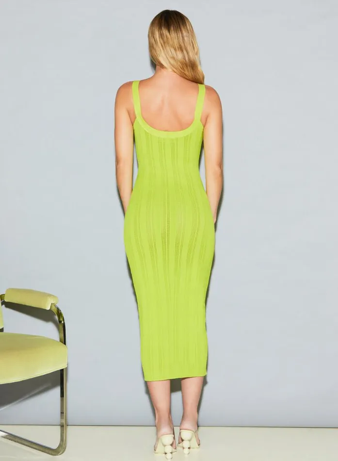 Knitwear Clothing Fleur Du Mal Pointelle Dress Lime Punch