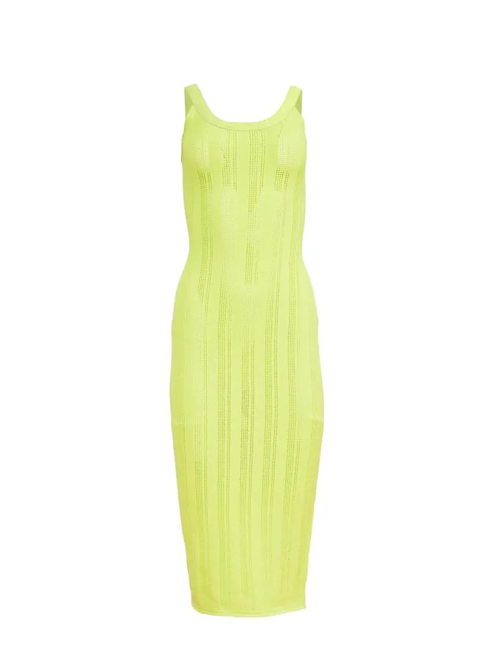Knitwear Clothing Fleur Du Mal Pointelle Dress Lime Punch