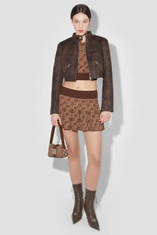 Knitwear Women MISBHV Knitted Monogram Pleated Skirt Brown
