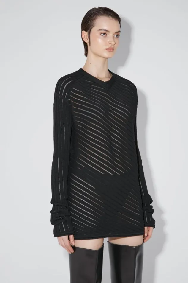 Knitwear Women MISBHV Monofilament Pinstripe Knitted Longsleeve Black