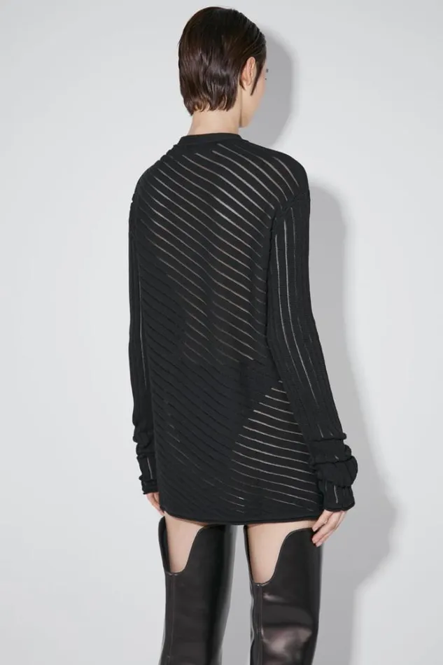 Knitwear Women MISBHV Monofilament Pinstripe Knitted Longsleeve Black