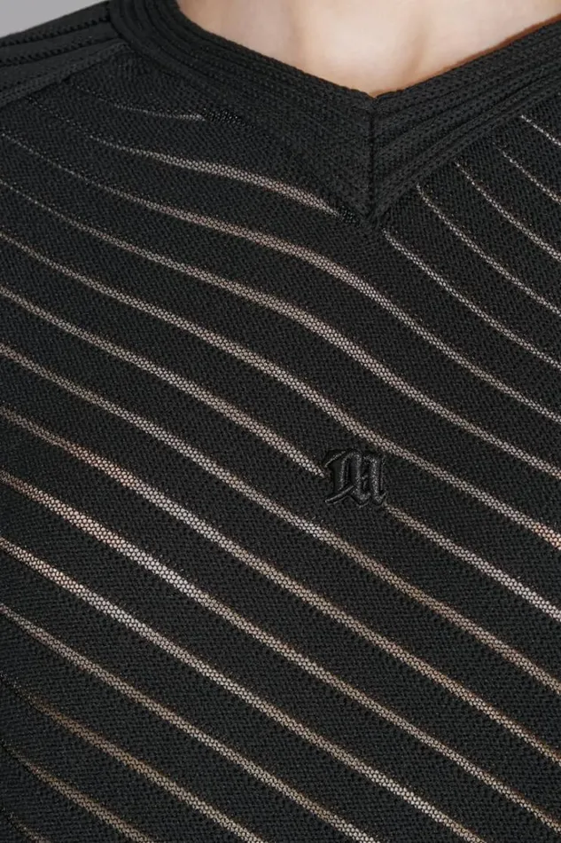 Knitwear Women MISBHV Monofilament Pinstripe Knitted Longsleeve Black