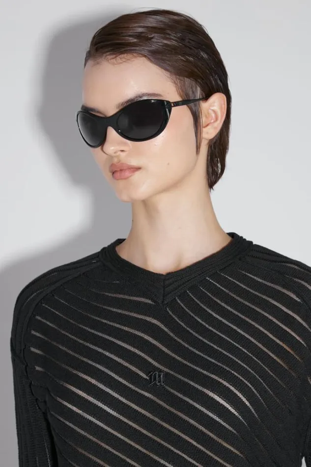 Knitwear Women MISBHV Monofilament Pinstripe Knitted Longsleeve Black
