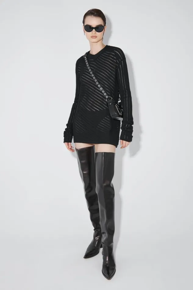 Knitwear Women MISBHV Monofilament Pinstripe Knitted Longsleeve Black