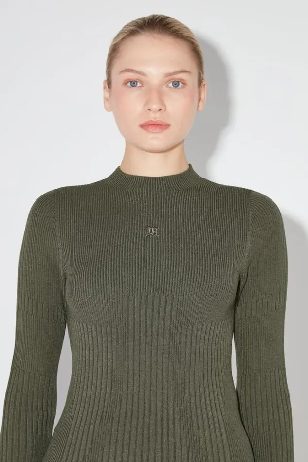 Knitwear Women MISBHV Ribbed Longsleeve Mockneck Grunge Olive
