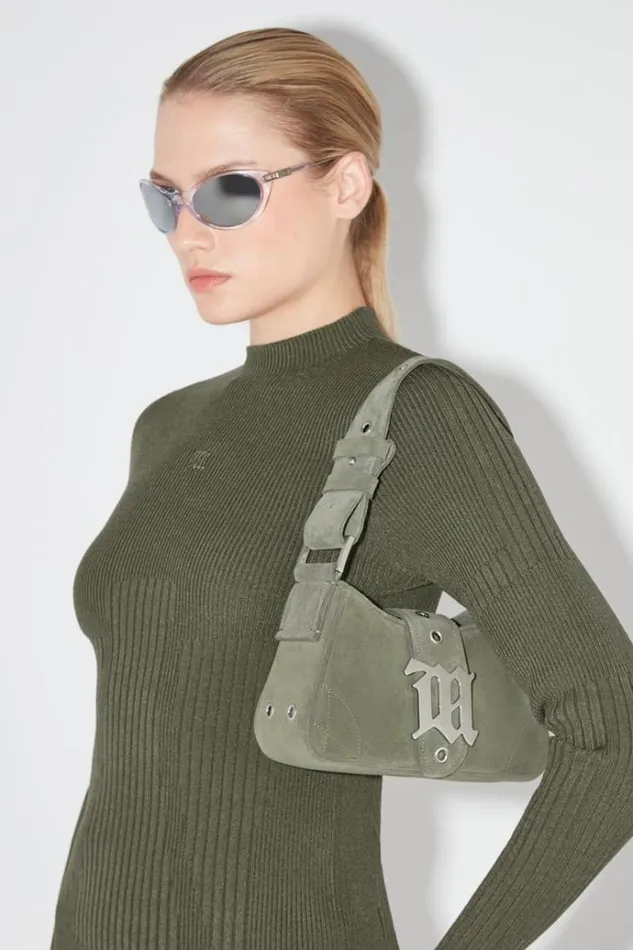Knitwear Women MISBHV Ribbed Longsleeve Mockneck Grunge Olive