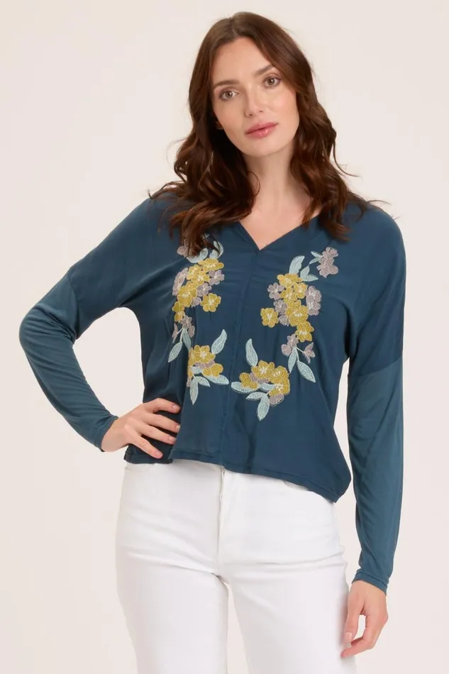 Landaff VNeck Top Sea Port Clothing XCVI ShirtsBlouses