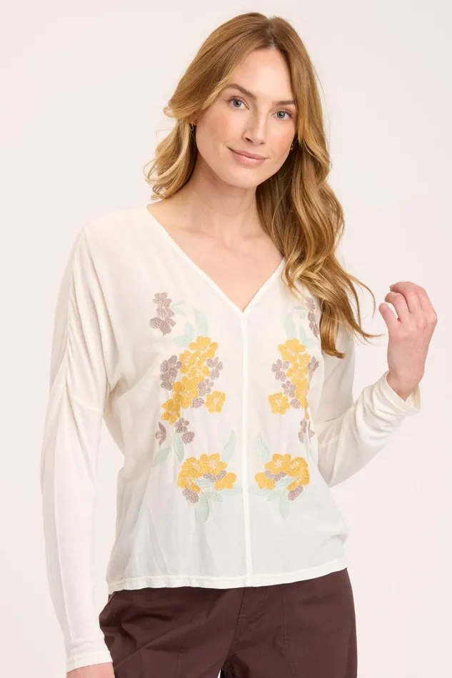 Landaff VNeck Top Toasted Almond Clothing XCVI ShirtsBlouses