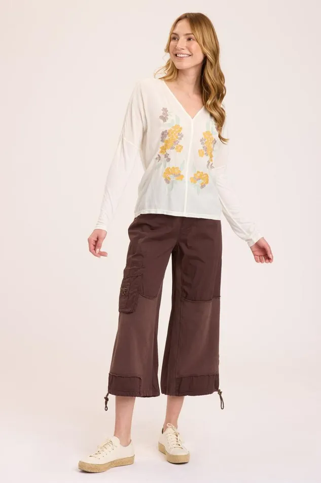 Landaff VNeck Top Toasted Almond Clothing XCVI ShirtsBlouses