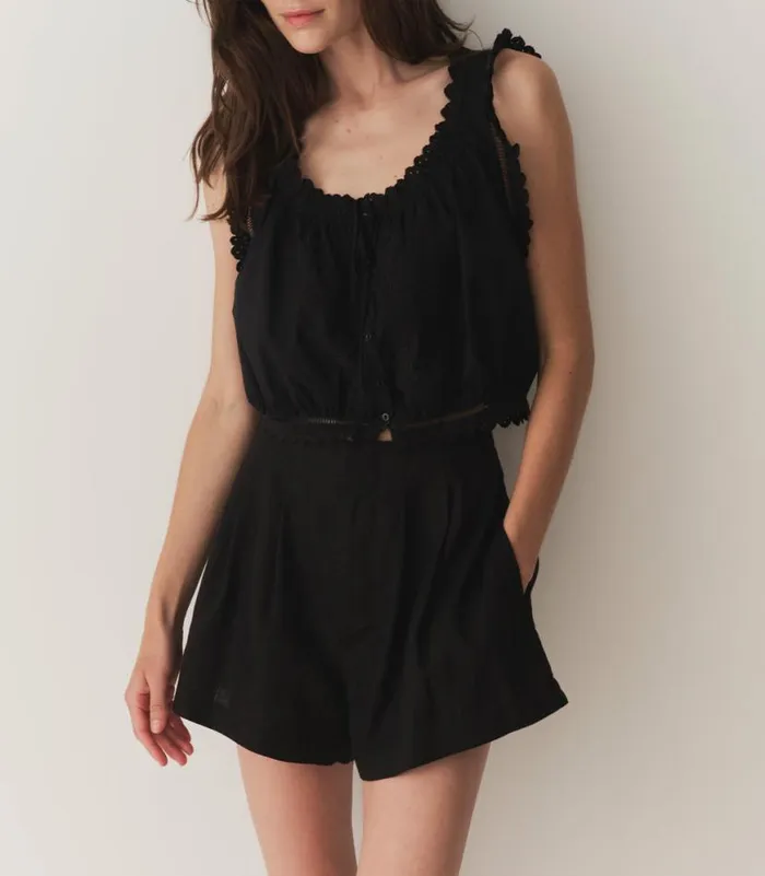 LARUE LINEN SHORT Black Shop DEN Pants and Shorts