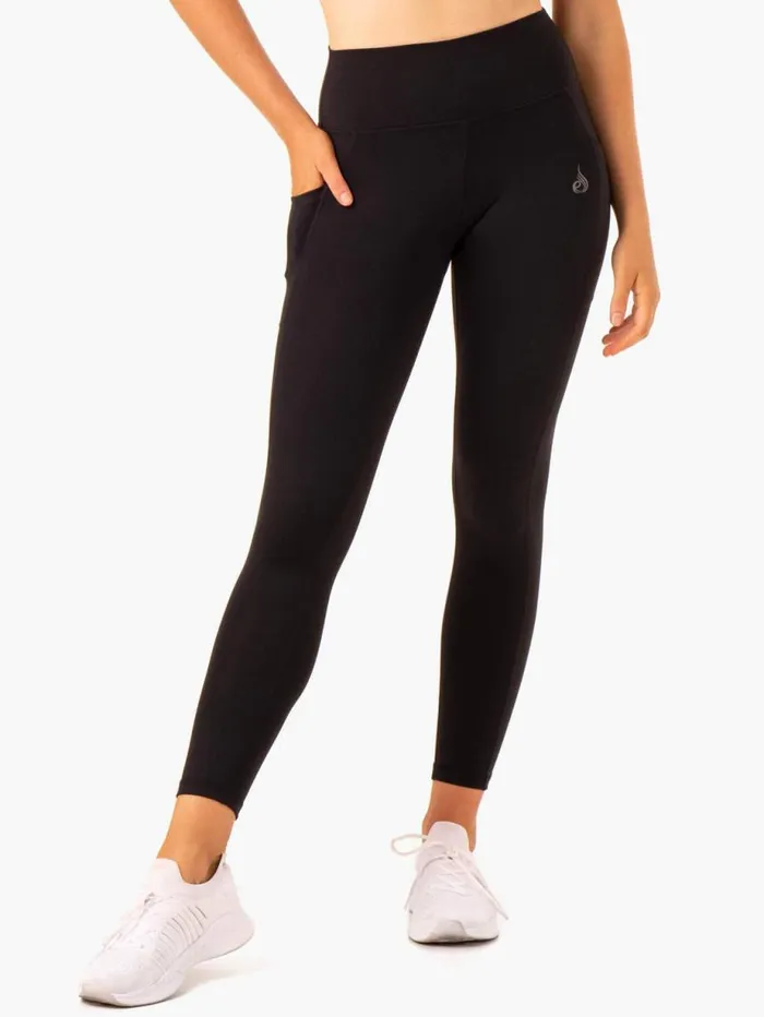 Leggings Womens Ryderwear Action High Waisted Pocket Leggings Black