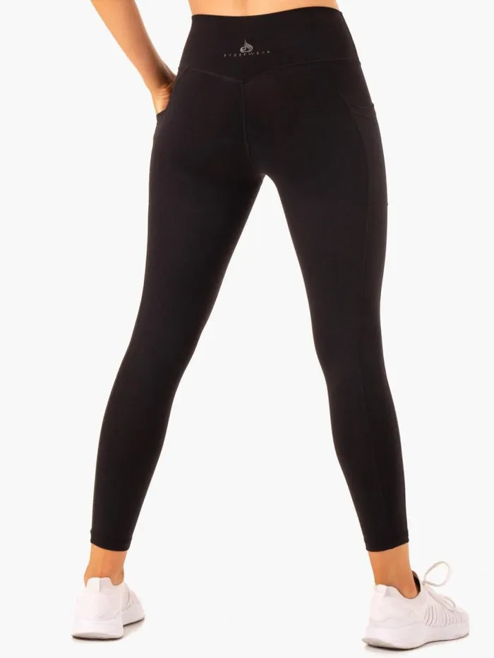 Leggings Womens Ryderwear Action High Waisted Pocket Leggings Black